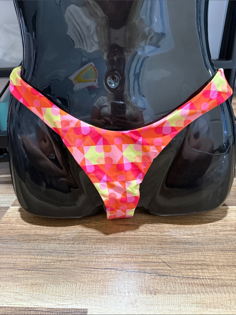 Low-Rise Pink & Yellow Geo Print Bikini Bottom - Women Swim